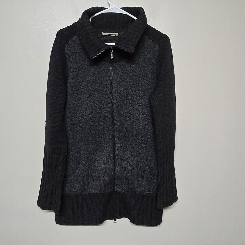 Smartwool Women Sweater Small Gray Knit Merino Wool Zip Long Sleeve Pockets Flaw